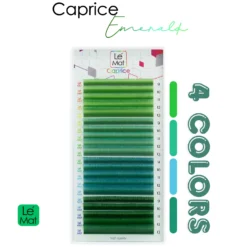 Le Mat Caprice Emerald Colored Lash Extensions – Deep Green 4-Color Mix Tray, 9–13 mm (1 Row per Length)